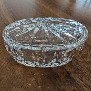 Gorham Star Blossom Crystal Covered Oval Box / vintage